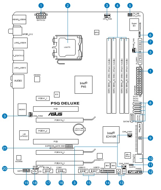 Asus p5b схема подключения