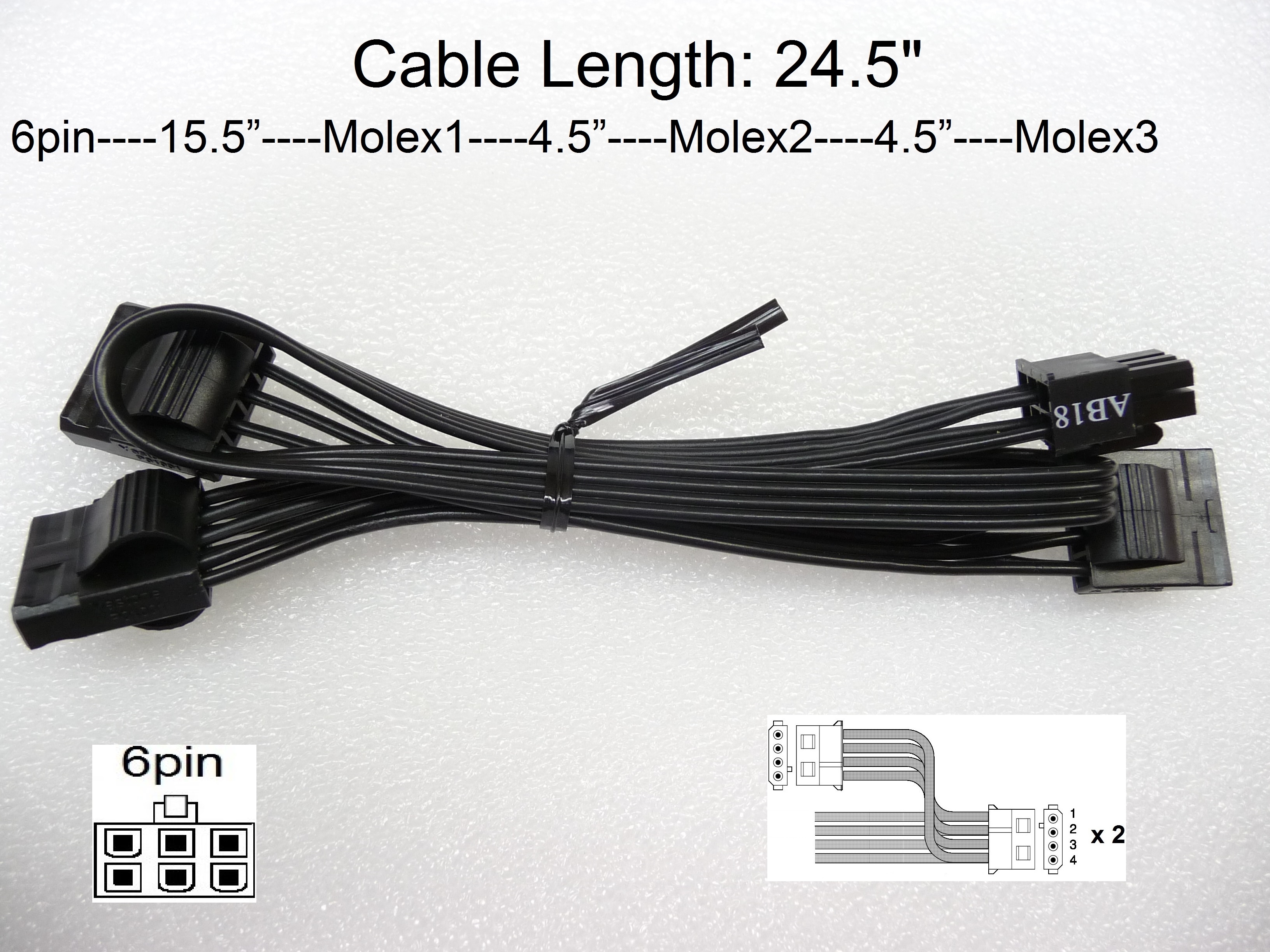 Configure PC w/ Seasonic 6pin to three Molex connectors Modular Cable