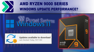 Decorative image of Ryzen 9000 box on a blue field with a Windows Update icon.