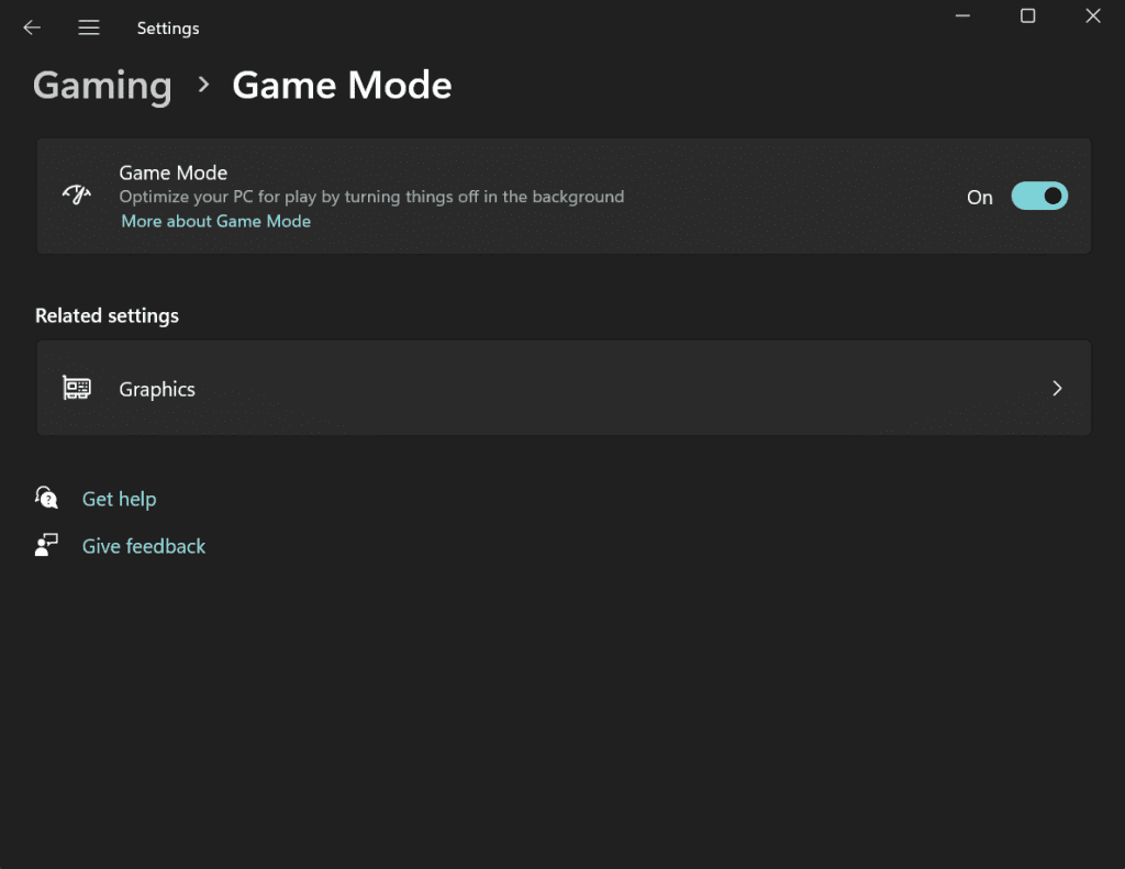 game mode screen